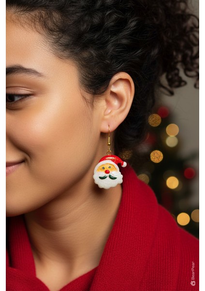 Noel Baba ve Yılbaşı Ağacı Sevimli Yeni Yıl Küpesi modelleri