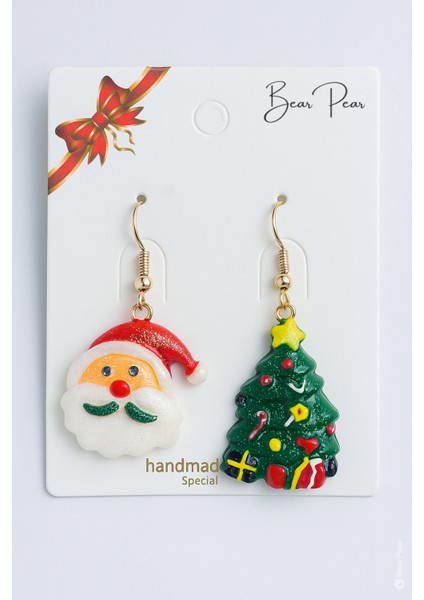 Noel Baba ve Yılbaşı Ağacı Sevimli Yeni Yıl Küpesi fırsatları