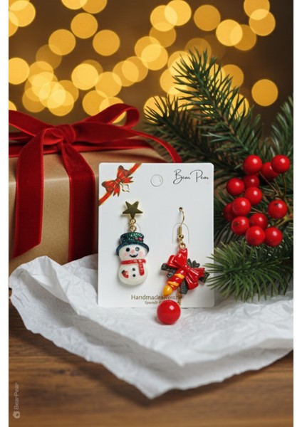 2'li Yılbaşı Küpe Seti Kardanadam Küpesi