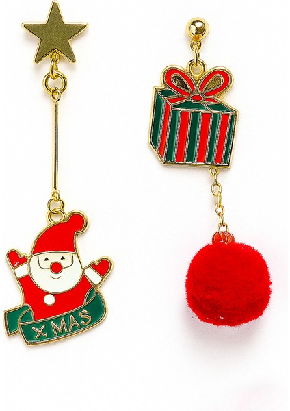 Christmas 2'li Küpe Seti Yılbaşı Konseptli Küpe Serisi Noel Baba fiyatları