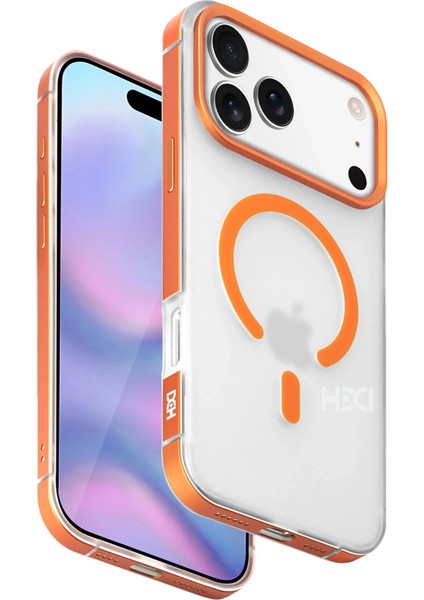 iPhone 17 Pro Max Uyumlu Buzlu Sert Kılıf Parmak Izi Yapmaz Metal Çerçeve Magsafe Kapak