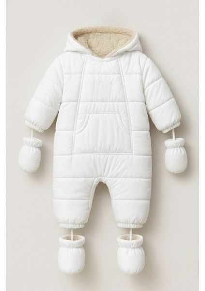 Trend Şık Tasarım ,astarı Kuzu Peluş ,patikli/eldivenli -20 Derce Koruma Bebek-Çocuk Kozmonot-Tulum