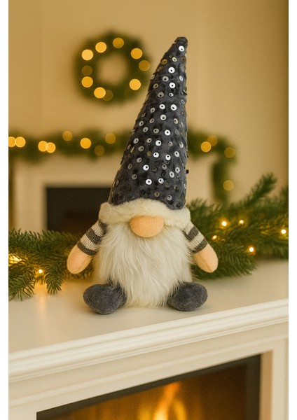 22 cm Gri Pullu Peluş Şans Cücesi