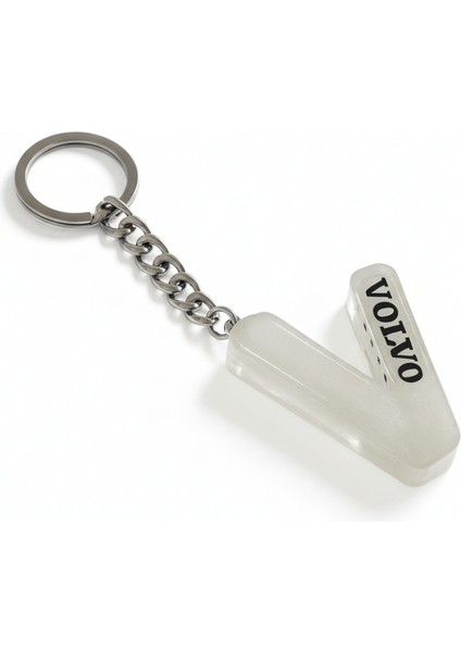 V Harfi - Kişiye Özel - Epoksi Reçine Anahtarlık - El Yapımı - Çelik Tokalı