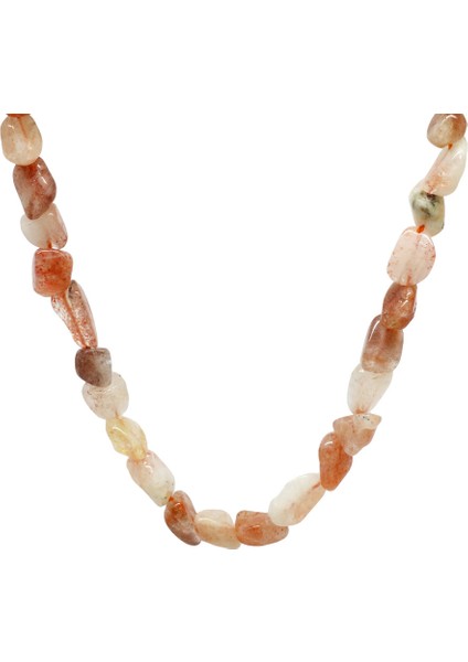 Gümüş Renk Metal Zincirli Amorf Güneş Taşı Doğaltaş Kadın Kolye fiyatları