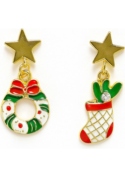 2'li Küpe Yılbaşı Konseptli Asimetrik Küpe Serisi fırsatları