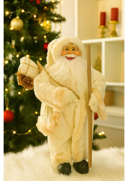 47 cm Beyaz Kürklü Noel Baba