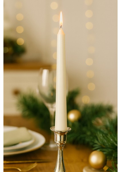 25 cm Parlak Beyaz Şamdan Mum