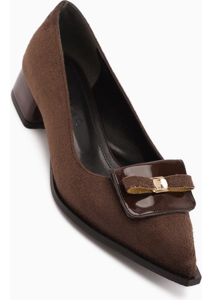 Boel Kahve Süet Tokalı Kısa Topuklu Kadın Ayakkabı