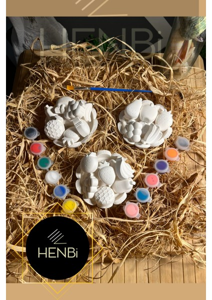 27 Adet Meyve Tabağı Taş Boyama Seti Anne V Çocuk Etkinliği Çocuk Gelişimi Okul Etkinlik Boyama Seti