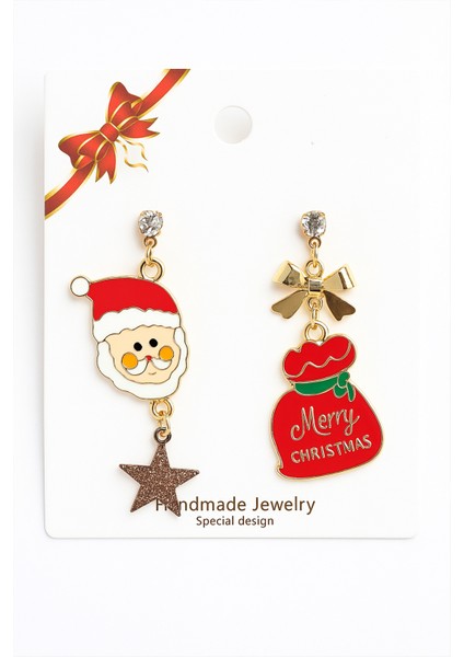 Noel Baba ve Hediye Çuvalı Christmas Yeni Yıl Küpesi modelleri