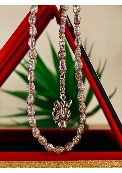 Gümüş Kaplama Yumurta Kesim Ayyıldızlı Tesbih indirimleri