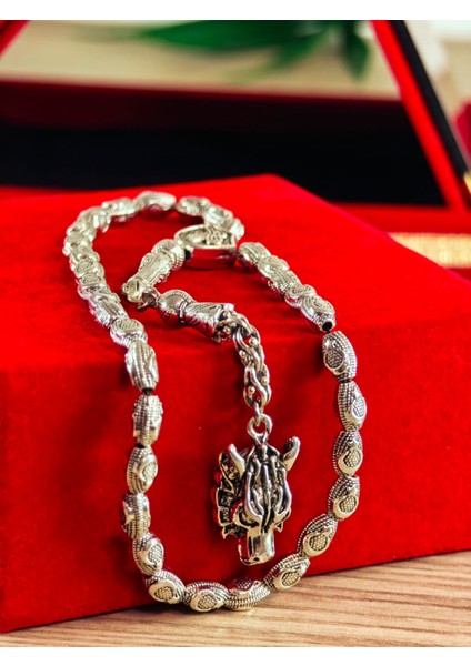 Gümüş Kaplama Yumurta Kesim Ayyıldızlı Tesbih