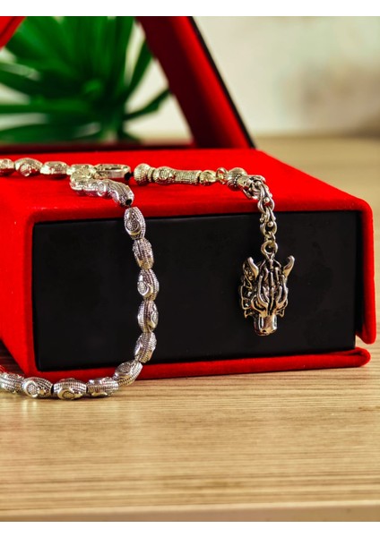 Gümüş Kaplama Yumurta Kesim Ayyıldızlı Tesbih