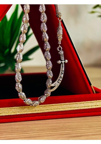 Gümüş Kaplama Yumurta Kesim Ayyıldızlı Tesbih modelleri