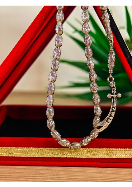 Gümüş Kaplama Yumurta Kesim Ayyıldızlı Tesbih indirimleri