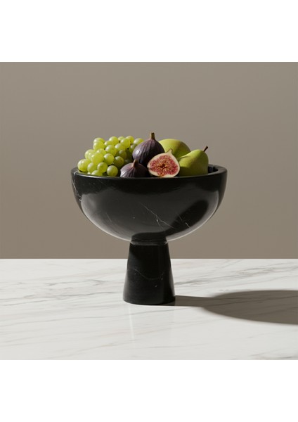 Siyah Mermer Dekoratif Sunumluk Kase, El Yapımı Doğal Taş Ev ve Ofis Aksesuarı indirimleri