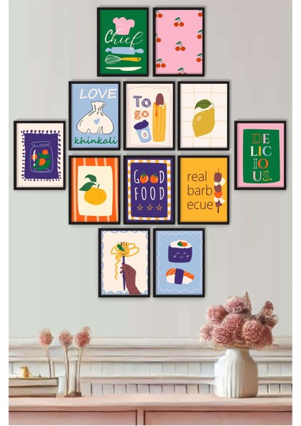 Renkli Italyan Mutfak 12’li Mdf Tablo Seti | Buon Appetito Serisi