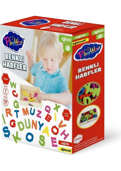 Ahşap Kasalı Renkli Harfler 33 Parça