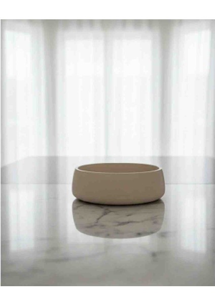 Modern Dekoratif Kase, Minimalist Tasarım, Sade Beyaz-Bej Büyük Kase 17X17 modelleri