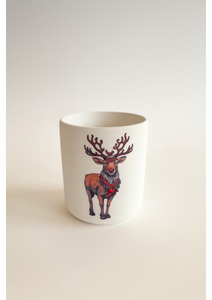 15 cm Yılbaşı Geyikli Beyaz Mini Saksı fiyatları