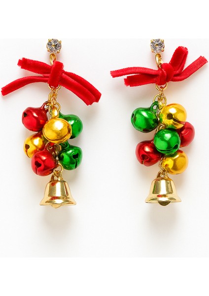 2'li Yılbaşı Küpesi Yılbaşı Konseptli Jingle Bells Küpei fiyatları