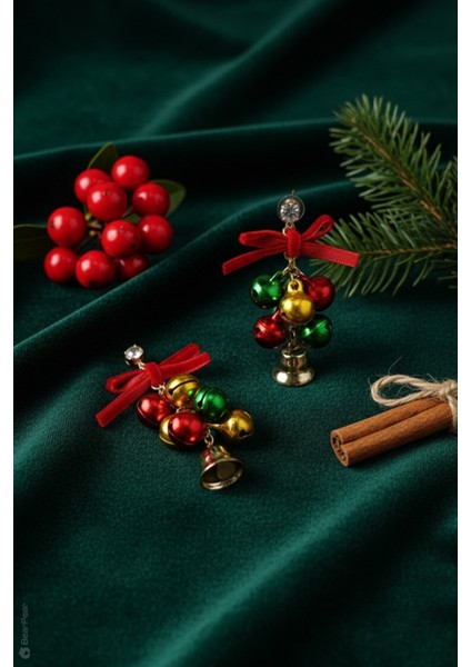 2'li Yılbaşı Küpesi Yılbaşı Konseptli Jingle Bells Küpei fırsatları
