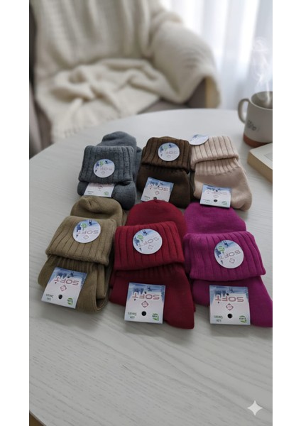 Socks Yün -Bambu Katlamalı Patik Çorap; Kışlık; Asorti 6'lı Paket; 36-39 Numara fiyatları