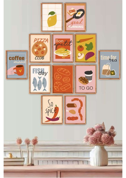 Renkli Italyan Mutfak 12’li Mdf Tablo Seti | Buon Appetito Serisi