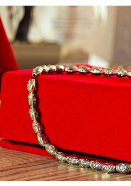 Gümüş Kaplama Yumurta Kesim Ayyıldızlı Tesbih