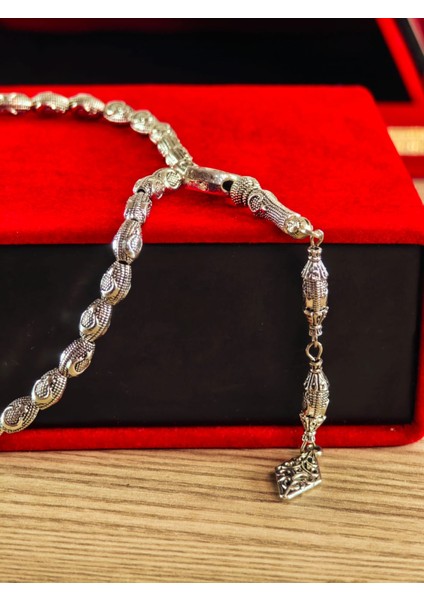 Gümüş Kaplama Yumurta Kesim Ayyıldızlı Tesbih modelleri