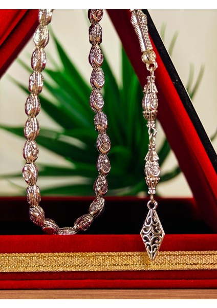 Gümüş Kaplama Yumurta Kesim Ayyıldızlı Tesbih fırsatları