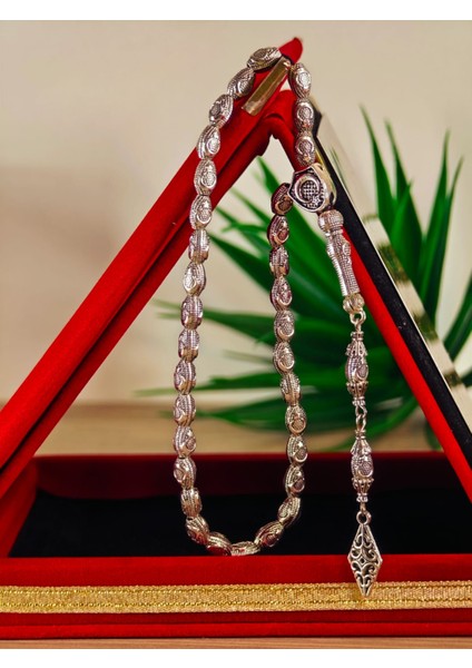 Gümüş Kaplama Yumurta Kesim Ayyıldızlı Tesbih indirimleri