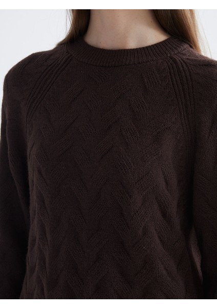 Yeni Sezon Bisiklet Yaka Kendinden Desenli Kadın Triko Kazak modelleri