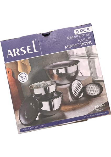 Arsel Premium Rustik 9 Parça Çırpma Kase Seti Saklama Kabı indirimleri