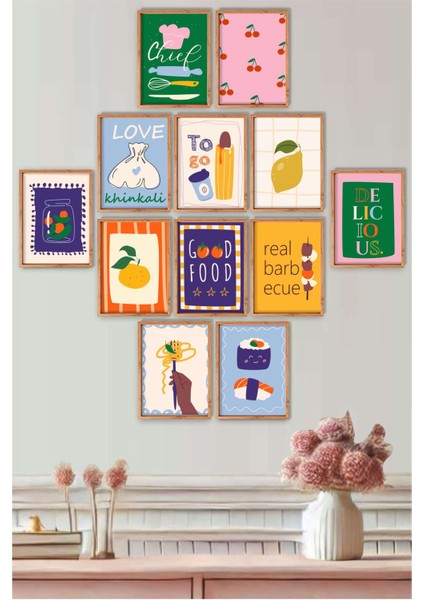 Renkli Italyan Mutfak 12’li Mdf Tablo Seti | Buon Appetito Serisi