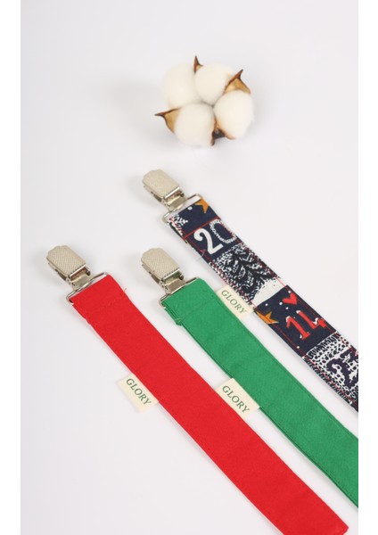 3'lü Set Emzik Askısı - Emzik Zinciri - Emzik Tutacağı - %100 Pamuk - Yılbaşı Konsept fiyatları