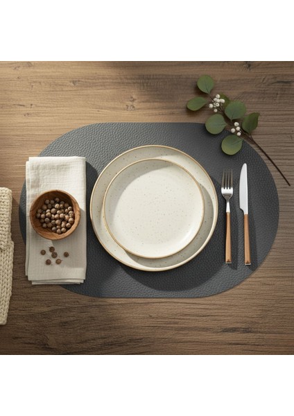 2 Adet Deri Amerikan Servis Tam Oval 33X44 cm modelleri