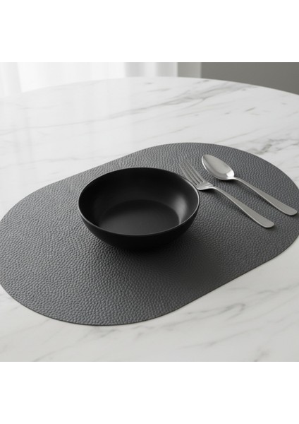 2 Adet Deri Amerikan Servis Tam Oval 33X44 cm