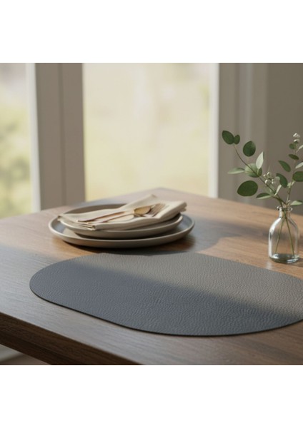 2 Adet Deri Amerikan Servis Tam Oval 33X44 cm