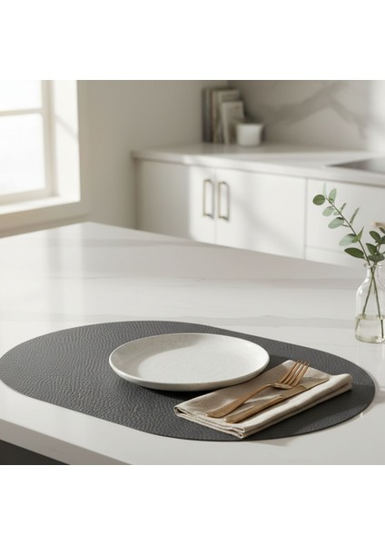 2 Adet Deri Amerikan Servis Tam Oval 33X44 cm