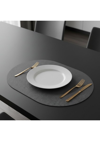 2 Adet Deri Amerikan Servis Tam Oval 33X44 cm