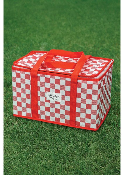 Termo Lüks Piknik Çantası Kırmızı Ekoseli 35 x 20 x 20 cm fiyatları