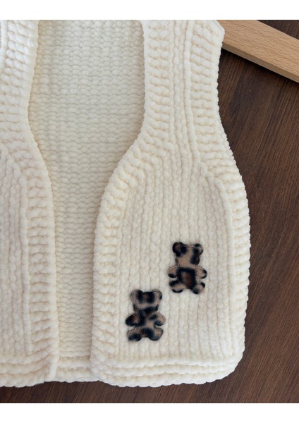 Leoparlı Kadife El Örgüsü Bebek Yelek fiyatları