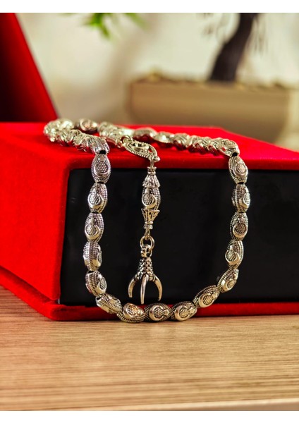 Gümüş Kaplama Yumurta Kesim Ayyıldızlı Tesbih modelleri