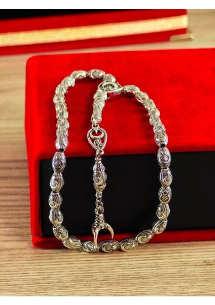 Gümüş Kaplama Yumurta Kesim Ayyıldızlı Tesbih fırsatları