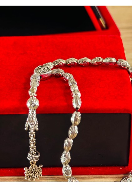 Gümüş Kaplama Yumurta Kesim Ayyıldızlı Tesbih indirimleri