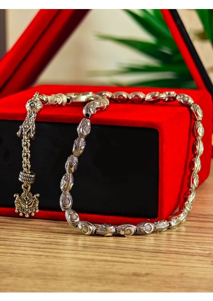 Gümüş Kaplama Yumurta Kesim Ayyıldızlı Tesbih