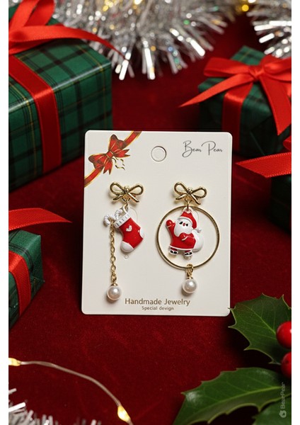 2'li Küpe Yılbaşı Konseptli Asimetrik Küpe Serisi