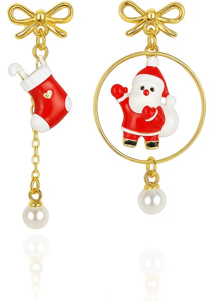 2'li Küpe Yılbaşı Konseptli Asimetrik Küpe Serisi modelleri